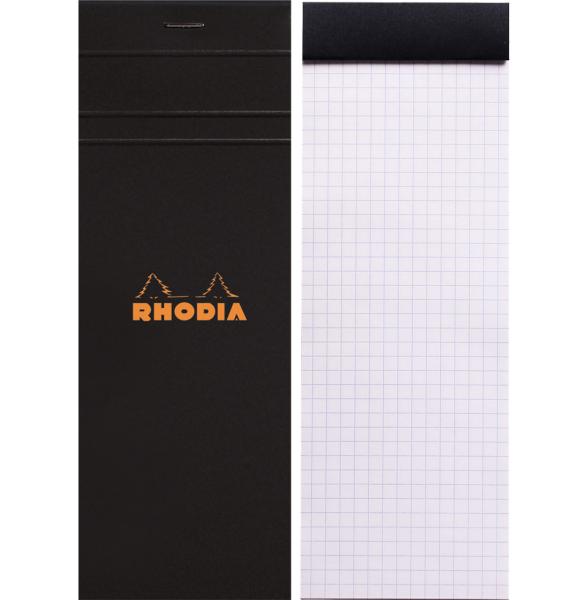 RHODIA Notizblock schwarz 74x210mm 82009C kariert 80 Blatt