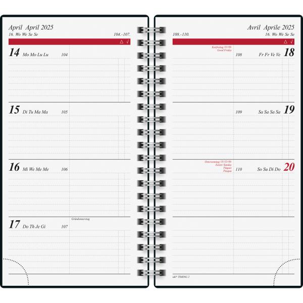 RIDOIDE Taschenagenda Timing 2 2025 014104015.25 1W/2S Confetti ML 9.3x17.2cm