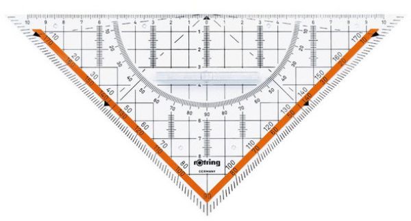 ROTRING Geo-Dreieck Centro 20cm S0903950 transparent, mit Griff