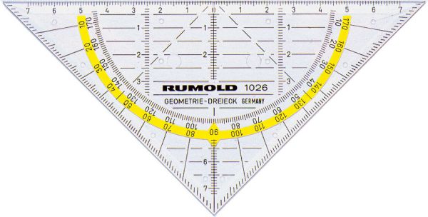 RUMOLD Geodreieck 14cm 1026 farbig/transp.