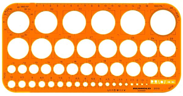 RUMOLD Kreisschablone 1-36mm 2010 orange/transp.