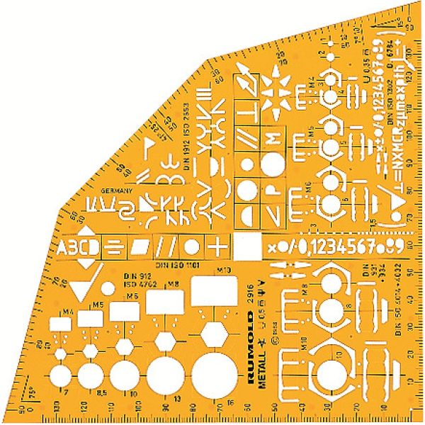 RUMOLD Ausbildungsschablone 2916 155x155x1,2mm orange/transp.