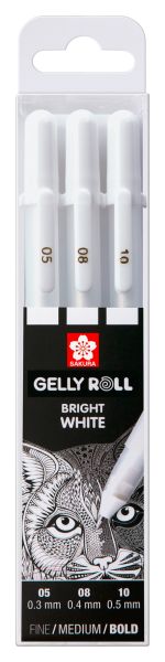 SAKURA Gelly Roll 0.3/0.4/0.5mm POXPGBWH3C White 3 Stück