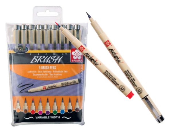 SAKURA Pigma Brush Pen POXSDKBR9 Set 9 Farben