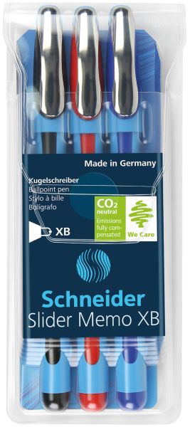 SCHNEIDER Kugelschreiber Slider Memo XB 150293 assortiert, Etui 3 Stück