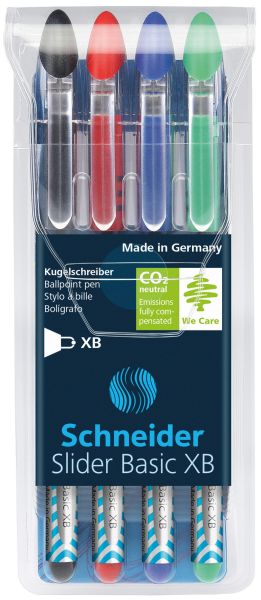 SCHNEIDER Kugelschreiber Slider XB 151294 assortiert, Etui 4 Stück