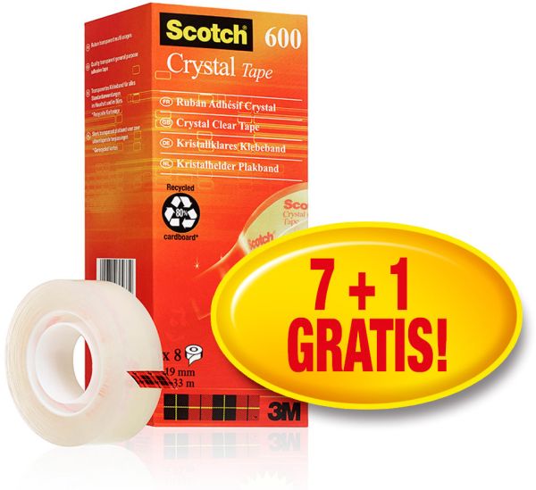 SCOTCH Crystal Clear 600 19mmx33m 6-1933R8 transparent 8 Stück