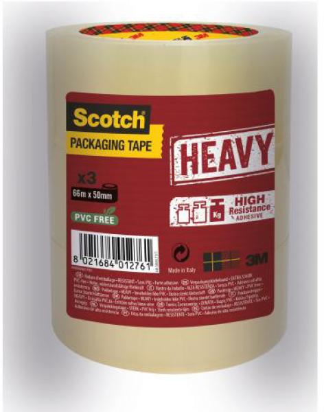 SCOTCH Verpackungsband 50mmx66m HV5066T3T transparent 3 Rollen