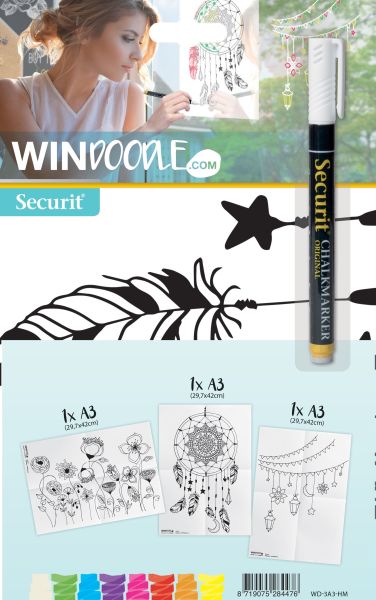 SECURIT Fensterschablone WINDOODLE WD-3A3-HM A3 Home 3 Stück