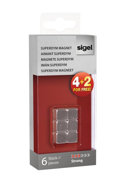 SIGEL SuperDym-Magnete 10x10x10mm GL192 6 Stück