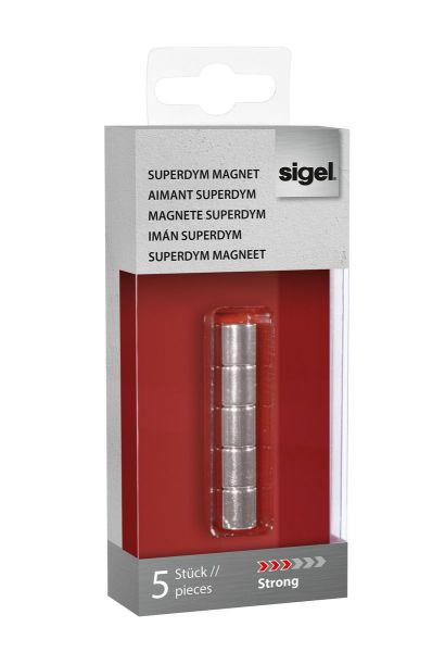 SIGEL Superdym-Magnete 10mm GL700 stark silber, 5 Stück