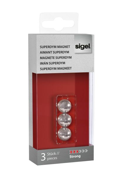 SIGEL Superdym-Magnete 12,7mm GL702 stark silber, 3 Stück