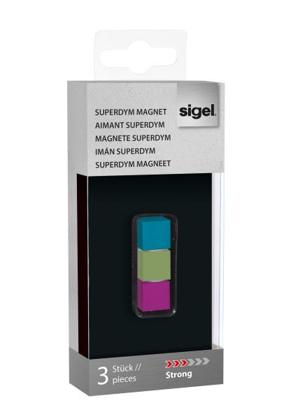 SIGEL SuperDym-Magnete Strong 11mm GL727 türkis, pink, hellgrün 3 Stück