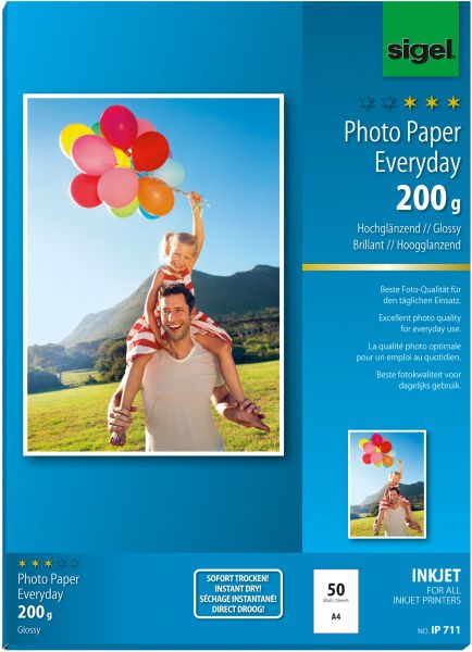 SIGEL InkJet Fotopapier A4 IP711 200g,glossy, weiss 50 Blatt