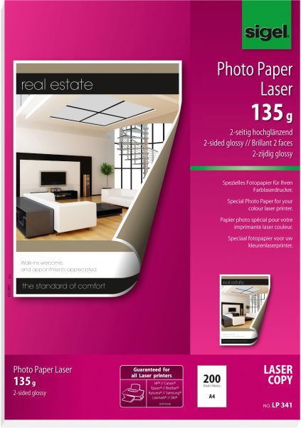 SIGEL Photo Paper Laser A4 LP341 135g glossy doppels.200 Bl.