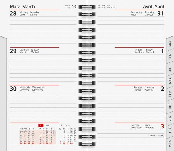 SIMPLEX Wochenagenda Internat. 2024 17804904.24 schwarz, 1W/2S, ML 87x153mm