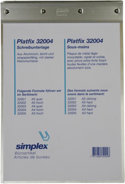 SIMPLEX Schreibunterlage Platfix 32004 aluminium, für A4 hoch