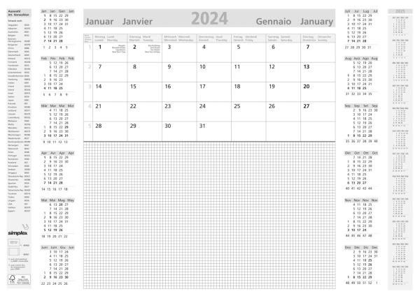 SIMPLEX Schreibunterlage 2024 40400.24 A2,hellgrau,12Monate