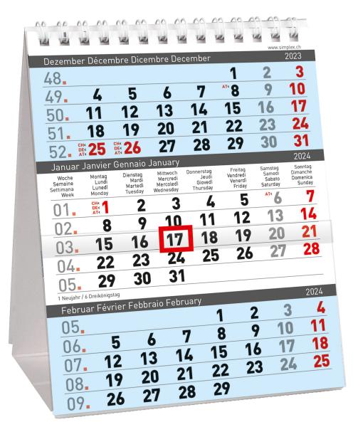 SIMPLEX 3-Monats-Tischkalender 2024 61102.24 125x155mm,3M/1S