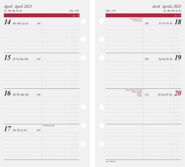 SIMPLEX Wochenkalender Timing 2 2024 66910004.24 93x172mm,1W/2S