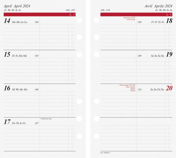 SIMPLEX Wochenkalender Timing 2 2024 66910004.24 93x172mm,1W/2S