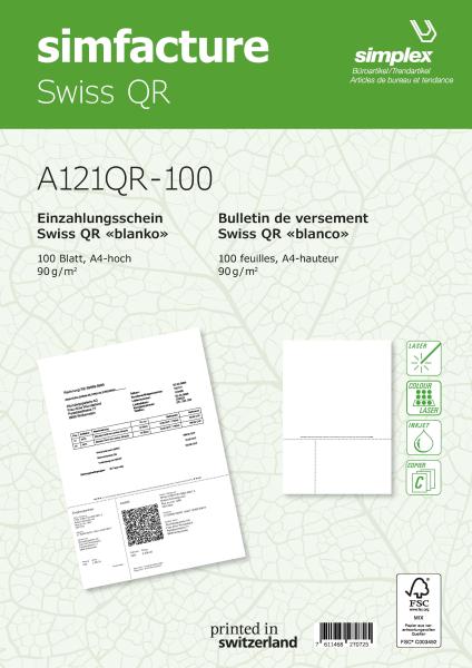 SIMPLEX Simfacture Swiss QR FSC A4 A121QR-100 univ.perforiert,90g 100 Blatt