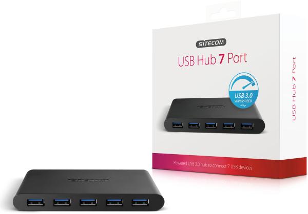 SITECOM USB 3.0 Hub 7 Port CN-084 Incl. Power adapter