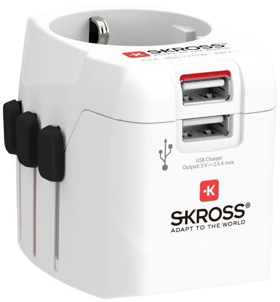 SKROSS World Travel Adapter 1.302460 PRO Light USB 2xA