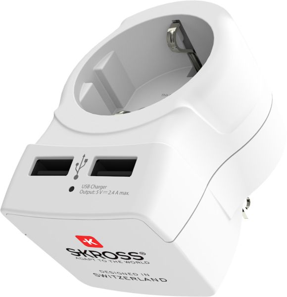 Skross country travel adapter 1.500281 europe to usa with usb - Skross-1500281-7640166323099