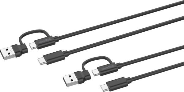 SPEEDLINK STREAM Play&Charge Cable Set SL-460101-BK USB-C,A to USB-C,Black