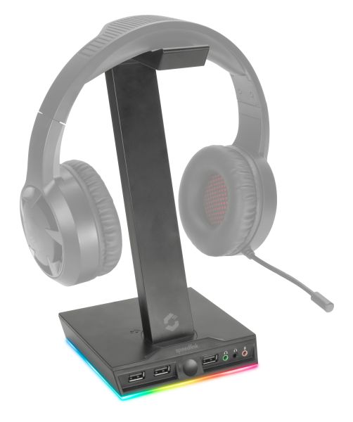 SPEEDLINK EXCELLO Illum.Headset Stand SL-800910-BK 3-Port USB Hub, Soundcard