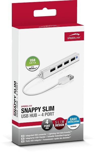 SPEEDLINK SNAPPY USB Slim Hub 2.0 SL140000W 4-port, passive, white