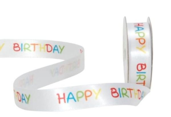 SPYK Band Cubino 16mm/3m 1889.1654 weiss/farbig Happy Birthday