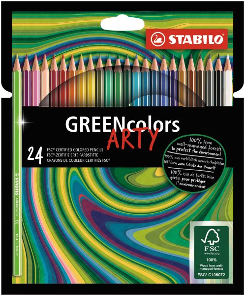 STABILO Farbstift ARTY 106019124 GREENcolors, 24+24 Stück