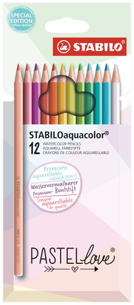 STABILO Farbstifte Aquacolor 2.8mm 1612/7 Pastellove 12 Stück