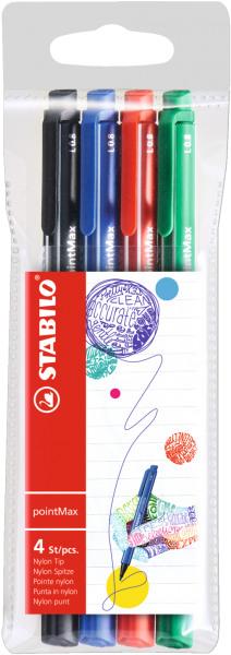 STABILO Premium-Fineliner 0,8mm 488/4 pointMax 4 Farben