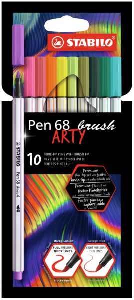 STABILO Fasermaler Pen 68 Brush 568/10-21-20 10 Stück ass.