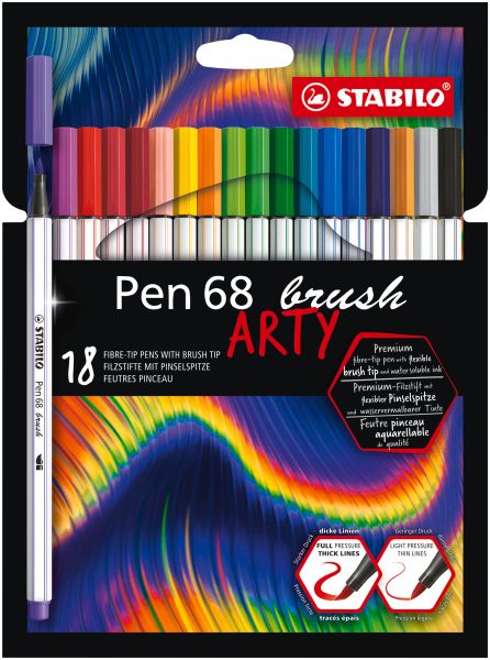 STABILO Fasermaler Pen 68 Brush Arty 568/18-21-20 ass. 18 Stück