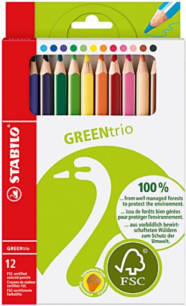 STABILO Farbstifte Green Trio 6203/12 12 Farben Etui