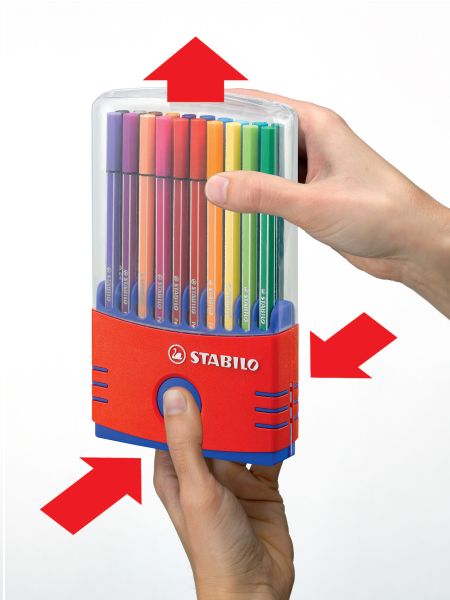 STABILO Fasermaler Pen 68 6820-04 20er Color Box rot/blau