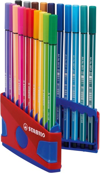 STABILO Fasermaler Pen 68 6820-04 20er Color Box rot/blau