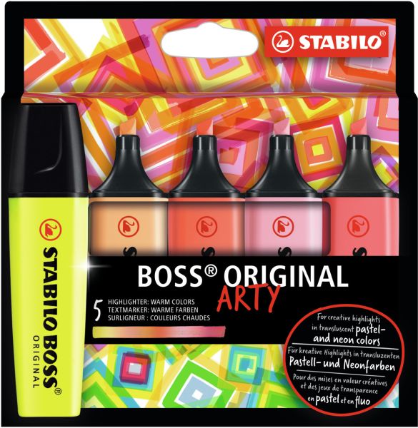 STABILO Textmarker BOSS ARTY 70/5-02-1-20 Warme Farben, Etui 5 Stk.