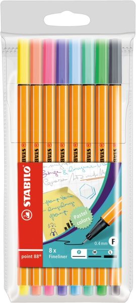 STABILO Fineliner Point 88 88/8-01 8er Etui Pastellfarben