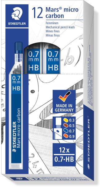 STAEDTLER Feinmine MARS MICRO HB 0,7mm 250 07-HB tiefschwarz 12 Stück