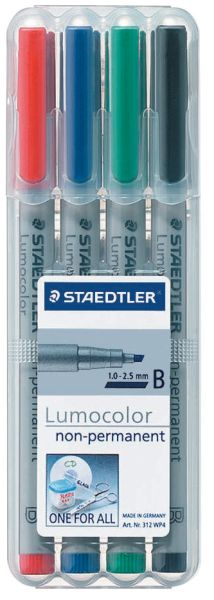 STAEDTLER Lumocolor non-perm. B 312 WP4 4 Farben ass.