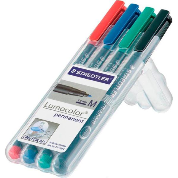 STAEDTLER Lumocolor permanent M 317 WP4 4 Farben ass.