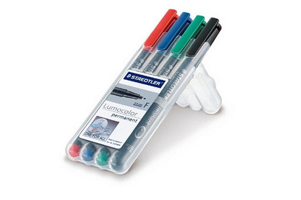 STAEDTLER Lumocolor permanent F 318WP4 4 Farben ass.