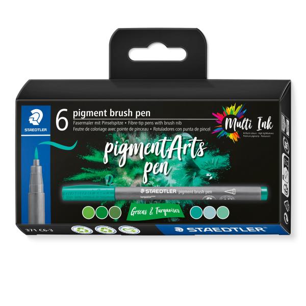 Staedtler fasermaler mit pinselspitze 371 c6-3 pigment pen 376 6er set - Staedtler-371-c6-3-4007817097144