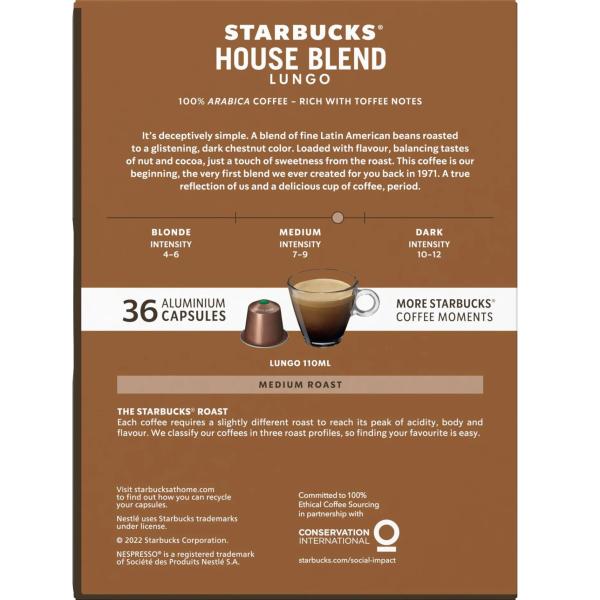 STARBUCKS Kaffeekapseln House Blend 6200069 Lungo 36 Stück