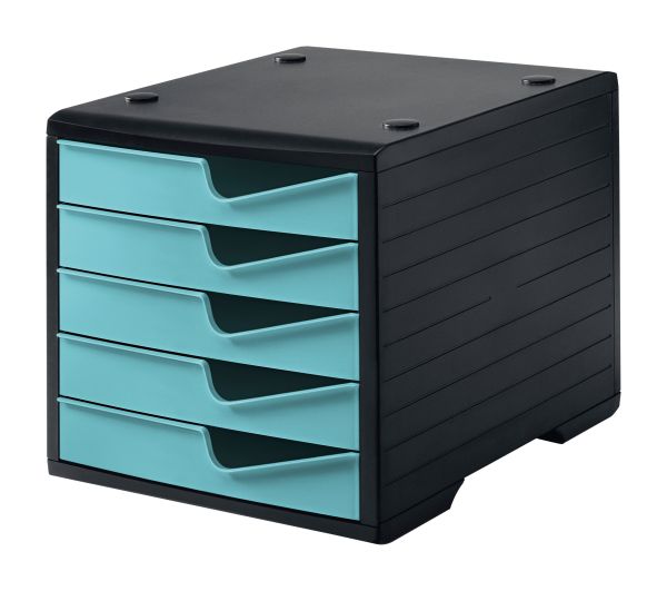 STYRO styroswingbox mit 5 Schubl. 275-8430.5292 aqua/Gehäuse schwarz